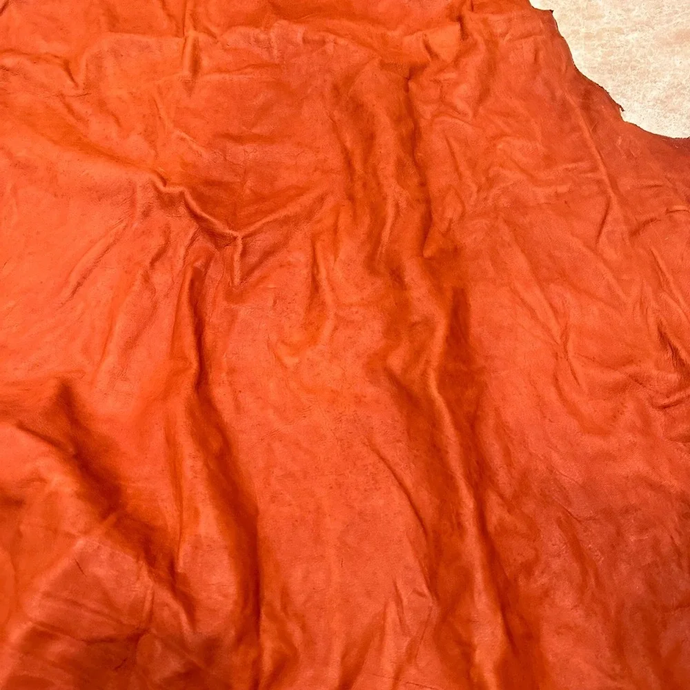 Large Suede Leather Hide Craft Supply Upholstery Piece DIY Projects‎ Orange